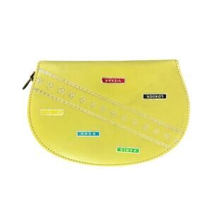 Vintage Yellow Leather Manicure Kit Austria Travel Case Zip Folding Pouch